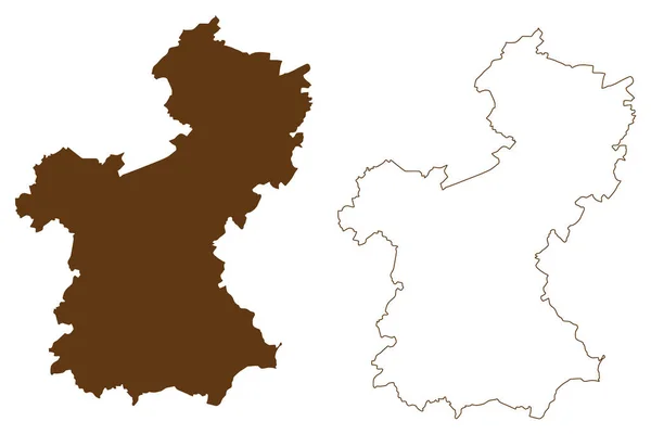 Векторная Иллюстрация Карте Саарпфальцского Района Федеративная Республика Германия Штат Саар — стоковый вектор