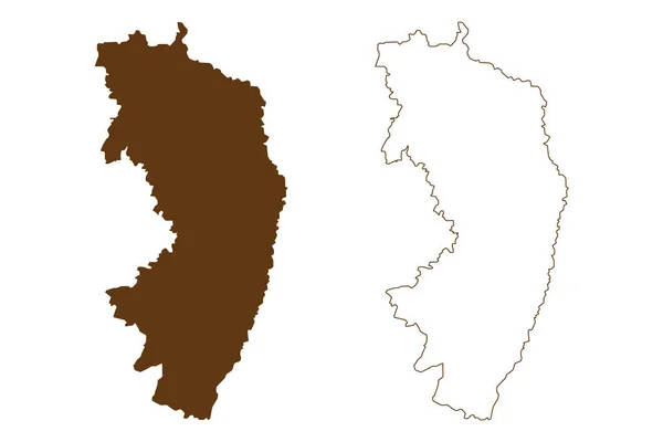 ゴルリッツ郡 ドイツ連邦共和国 スイス連邦共和国 ザクセン自由州 地図ベクトル図 スクリブルスケッチゴルリッツ地図 — ストックベクタ