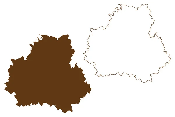 ボーツェン郡 ドイツ連邦共和国 シュヴァーベン地方 ザクセン自由州 地図ベクトル図 スケッチブック ボーツェン地図 — ストックベクタ