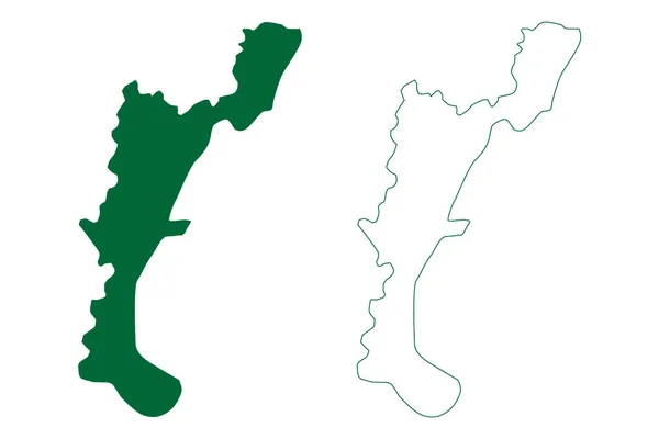 Jiribam District Manipur State Republiek India Kaart Vector Illustratie Krabbel — Stockvector
