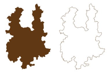 Greiz ilçesi (Federal Almanya Cumhuriyeti, kırsal bölge, Özgür Thüringen Eyaleti) harita vektör çizimi, çizim Greiz haritası