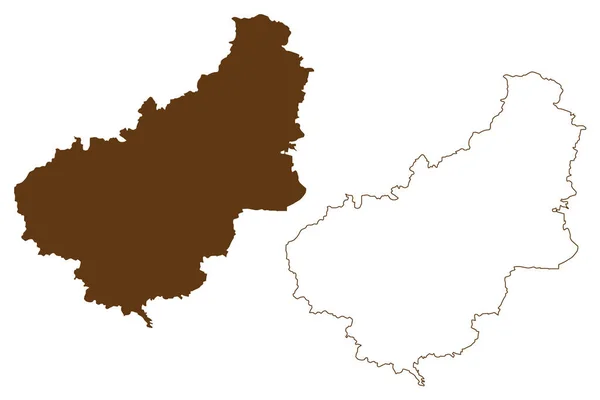 Eichsfeld地区 ドイツ連邦共和国 チューリンゲン自由州 地図ベクトル図 スクリプトスケッチEichsfeld地図 — ストックベクタ