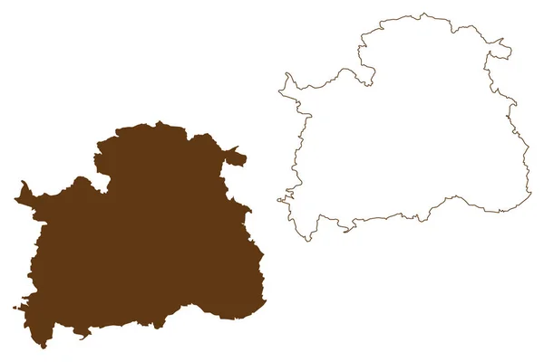 Nordhausen Distrikt Förbundsrepubliken Tyskland Landsbygd Delstaten Thüringen Karta Vektor Illustration — Stock vektor