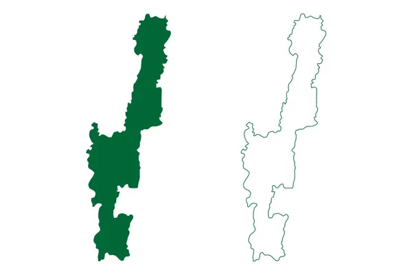 Distretto Aizawl Stato Mizoram Repubblica Dell India Mappa Vettoriale Illustrazione — Vettoriale Stock