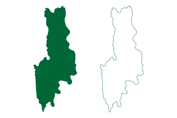 Distretto Saiha Stato Mizoram Repubblica Dell India Mappa Vettoriale Illustrazione — Vettoriale Stock