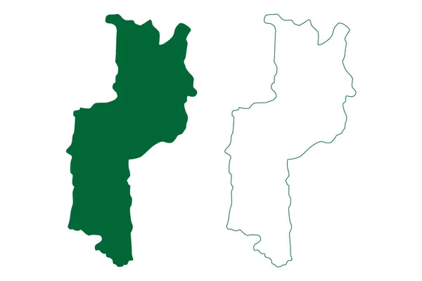 Distrito Saitual Estado Mizoram República Índia Mapa Ilustração Vetorial Esboço —  Vetores de Stock