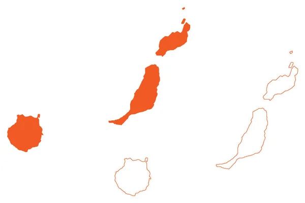 Provincia Las Palmas Regno Spagna Isole Canarie Mappa Vettoriale Scarabocchio — Vettoriale Stock