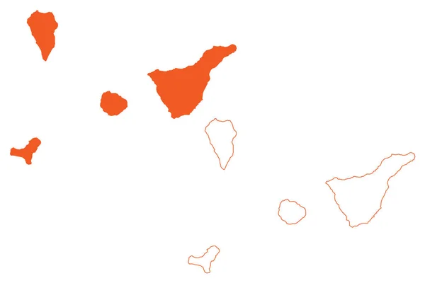 Província Santa Cruz Tenerife Reino Espanha Ilhas Canárias Mapa Ilustração —  Vetores de Stock
