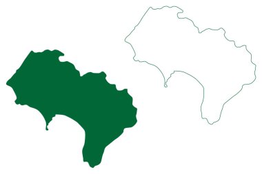 Kiphire ilçesi (Nagaland Eyaleti, Hindistan Cumhuriyeti) harita vektör illüstrasyonu, çizim Kiphire haritası