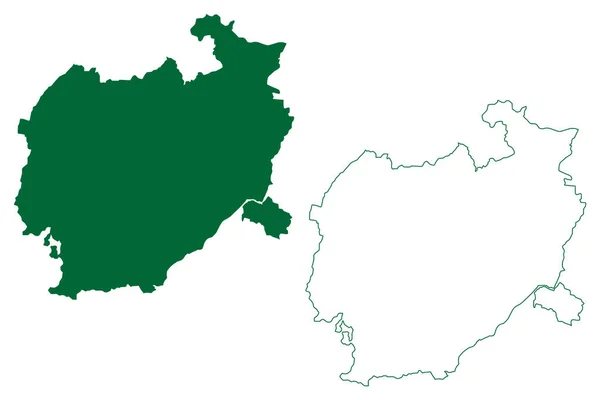 Balangir Distrito Estado Orissa República Índia Mapa Ilustração Vetorial Rabisco —  Vetores de Stock