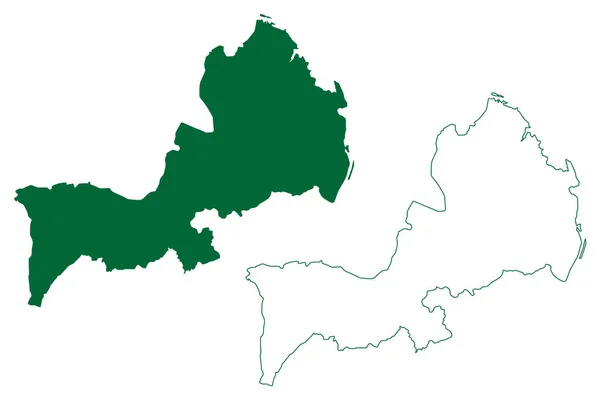 バーガル地区 インド共和国オディシャ州 地図ベクトル図 スケッチブック バーガル地図 — ストックベクタ