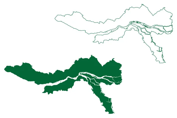 Distretto Cuttack Stato Dell Orissa Repubblica Dell India Mappa Vettoriale — Vettoriale Stock