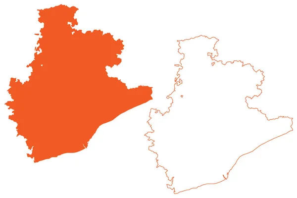 巴塞罗那省 西班牙王国 加泰罗尼亚自治区 地图矢量图解 速写草图巴塞罗那地图 — 图库矢量图片