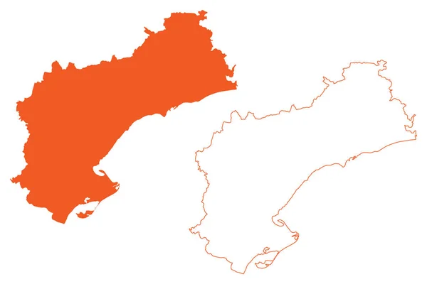 Provincia Tarragona Reino España Comunidad Autónoma Cataluña Mapa Vector Ilustración — Vector de stock