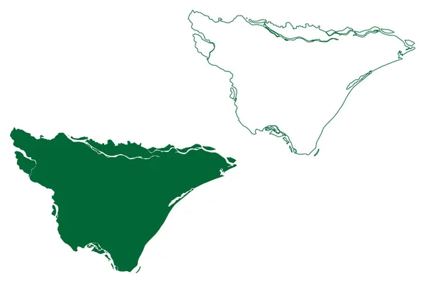 Jagatsinghpur Distrito Estado Orissa República Índia Mapa Ilustração Vetorial Rabisco — Vetor de Stock