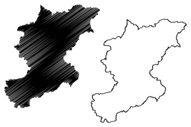 Belluno ili (İtalya, İtalya Cumhuriyeti, Veneto veya Venetia bölgesi) harita vektör çizimi, Belluno harita ilçe çizimi