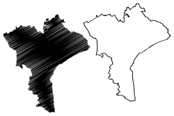 Catanzaro Itália República Italiana Região Calábria Mapa Ilustração Vetorial Esboço — Vetor de Stock