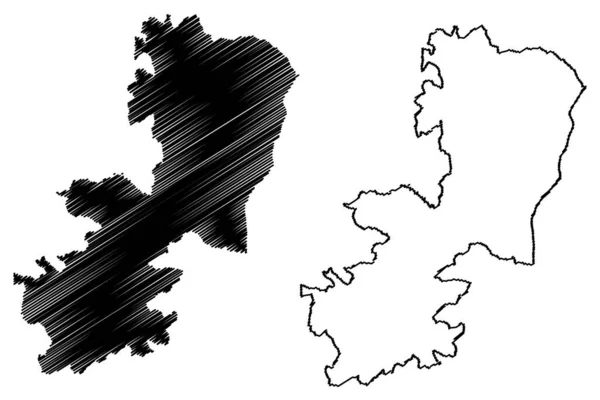 Província Catania Itália República Italiana Sicília Mapa Ilustração Vetorial Esboço —  Vetores de Stock