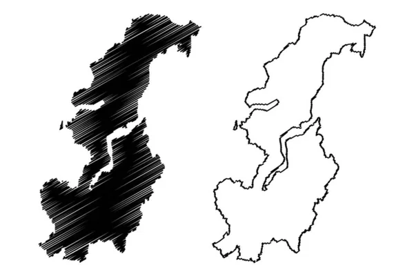 コモ州 イタリア イタリア共和国 ロンバルディア州 地図ベクトル図 スケッチブックコモ州地図 — ストックベクタ