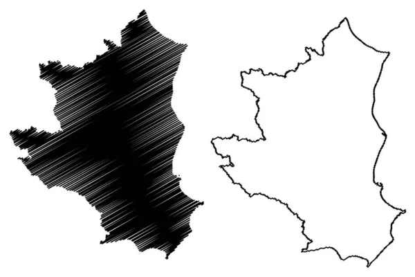 Província Crotone Itália República Italiana Região Calábria Mapa Ilustração Vetorial —  Vetores de Stock