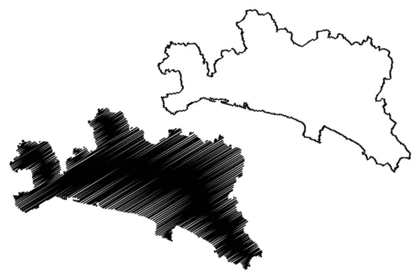 Metropolitan City Genoa Italy Italian Republic Liguria Region Map Vector — Stock Vector