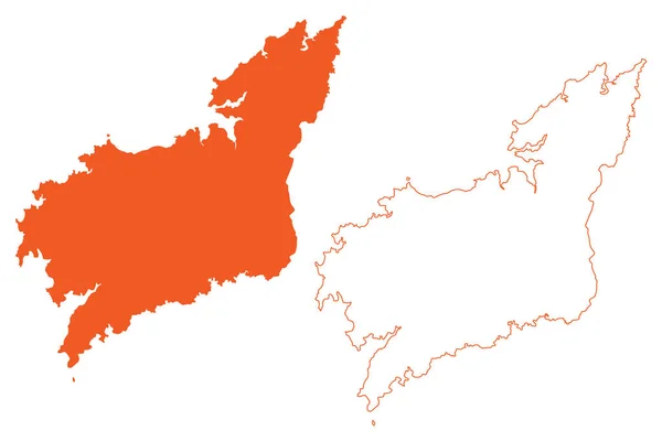 Провинция Coruna Королевство Испания Автономное Сообщество Галисии Map Vector Illustration — стоковый вектор