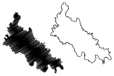 Lodi ili (İtalya, İtalya Cumhuriyeti, Lombardy bölgesi) harita vektör ilüstrasyonu, Lodi harita taslak ilçe