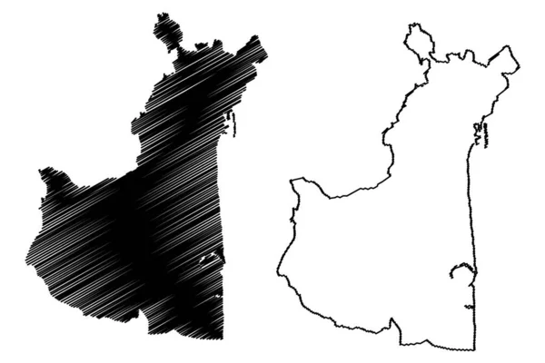 Ciudad Metropolitana Catania Italia República Italiana Región Sicilia Mapa Vector — Vector de stock