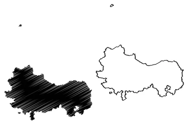 巴勒莫省 意大利 意大利共和国 西西里地区 地图矢量图解 潦草的巴勒莫省地图 — 图库矢量图片