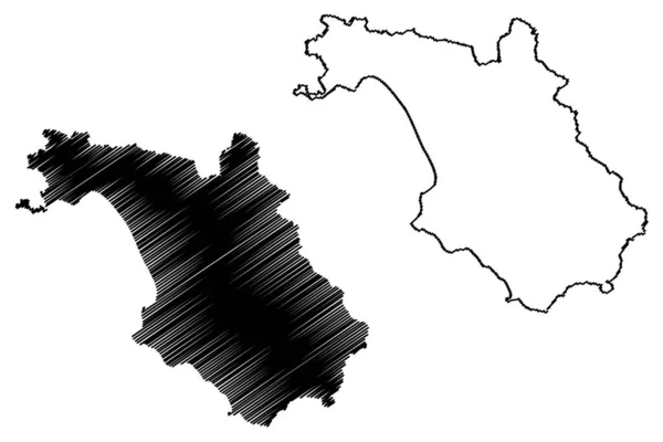 Província Salerno Itália República Italiana Região Campania Mapa Ilustração Vetorial — Vetor de Stock