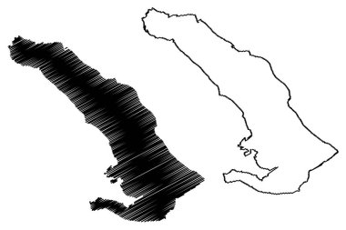 Trieste ili (İtalya, İtalya Cumhuriyeti, Friuli Venezia Giulia bölgesi) harita vektör ilüstrasyonları, Trieste harita ilinin taslağı