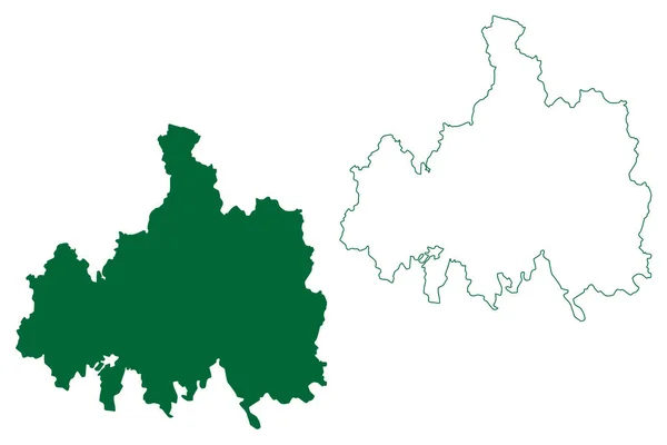 Rayagada区 印度共和国Odisha邦 地图矢量图解 手绘草图Rayagada地图 — 图库矢量图片