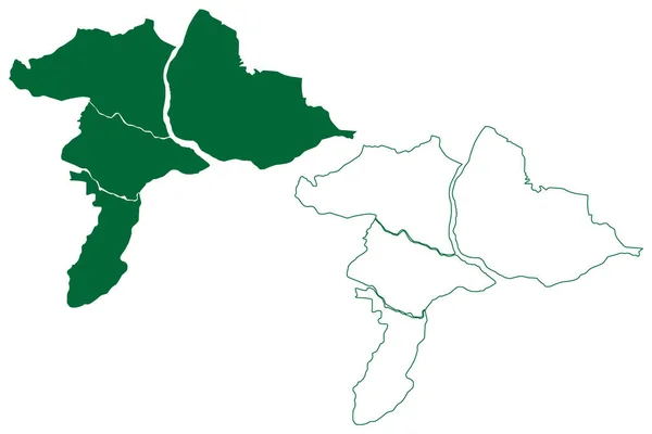 スバルナプール郡 インド共和国オディシャ州 地図ベクトル図 スケッチブック SonepurまたはSonapur Map — ストックベクタ