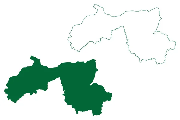 Distrito Sundergarh Estado Orissa República Índia Mapa Ilustração Vetorial Esboço —  Vetores de Stock