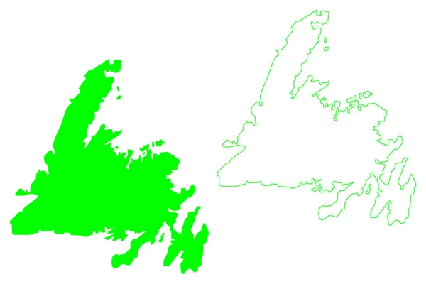 Newfoundland Adası Kanada Newfoundland Labrador Eyaleti Kuzey Amerika Harita Vektör — Stok Vektör