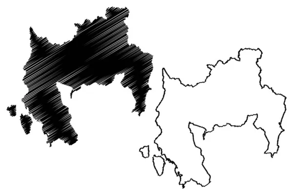 南サルデーニャ州 イタリア イタリア共和国 サルデーニャ州 地図ベクトル図 スクリブルスケッチ南サルデーニャ州地図 — ストックベクタ