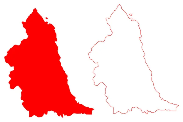 North East England Region United Kingdom Region England Map Vector — 스톡 벡터