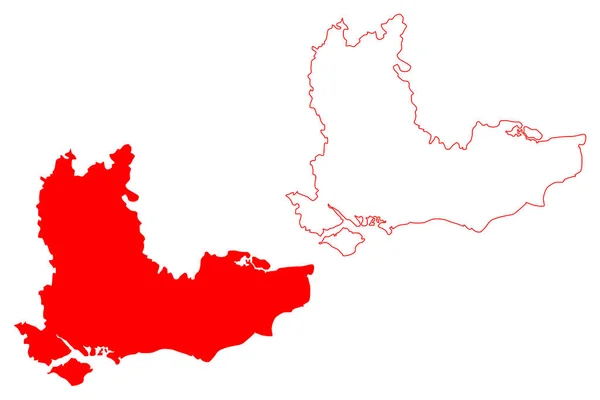 南東部イングランド地域 イギリス イギリス地域 地図ベクトル図 スケッチブック 南東部イングランド地図 — ストックベクタ