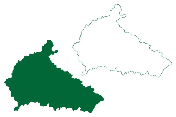 Bezirk Amritsar Bundesstaat Punjab Republik Indien Kartenvektorillustration Kritzelskizze Amritsar Karte — Stockvektor