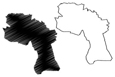 Bentheim ilçesi (Almanya Federal Cumhuriyeti, kırsal bölge, Aşağı Saksonya Eyaleti) harita vektör çizimi, Bentheim harita ilçe karalama