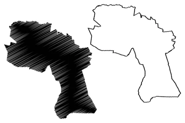 Kreis Bentheim Bundesrepublik Deutschland Landkreis Land Niedersachsen Kartenvektordarstellung Kritzelskizze Grafschaft — Stockvektor