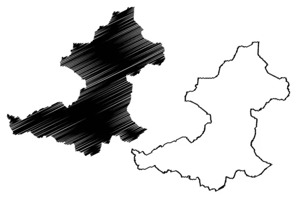 Borken District Förbundsrepubliken Tyskland Delstaten Nordrhein Westfalen Nrw Munsterregionen Karta — Stock vektor
