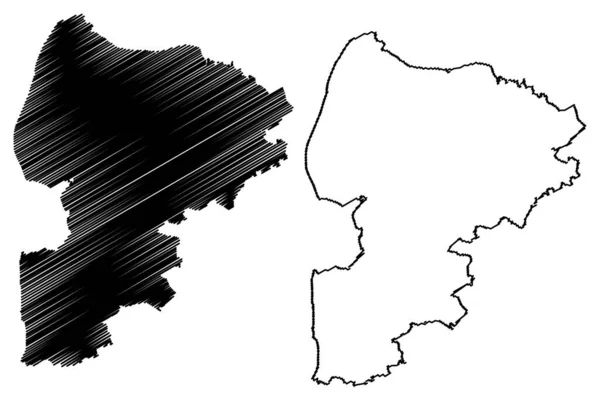 クックスハーフェン地区 ドイツ連邦共和国 ニーダーザクセン州 地図ベクトル図 スケッチブック クックスハーフェン地図 — ストックベクタ
