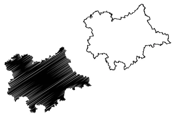 丁戈尔热 兰道地区 德意志联邦共和国 下巴伐利亚农村地区 巴伐利亚自由邦 地图矢量图解 手绘草图丁戈尔热 兰道地图 — 图库矢量图片