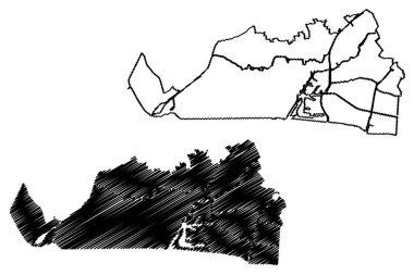 Emden şehri (Federal Almanya Cumhuriyeti, Şehir Bölgesi, Aşağı Saksonya Eyaleti) harita vektör çizimi, çizim Emden haritası