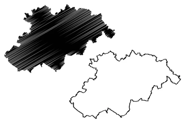 Erzgebirgskreis地区 德意志联邦共和国 Swabia农村地区 萨克森自由州 地图矢量图解 速写草图Erzgebirgskreis地图 — 图库矢量图片