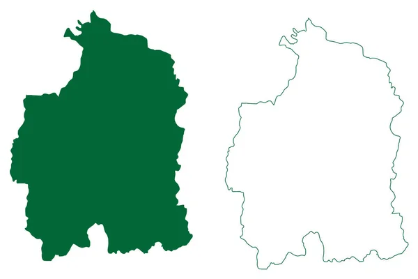 District Moga État Pendjab République Inde Illustration Vectorielle Carte Croquis — Image vectorielle