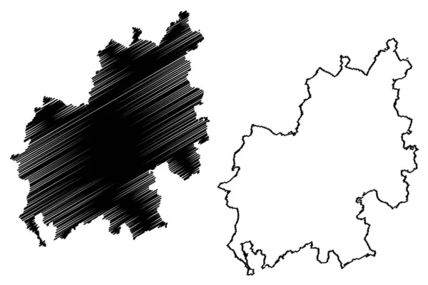 Euskirchen地区 德意志联邦共和国 北莱茵 威斯特法伦州 Nrw 科隆地区 地图矢量图解 速写草图Euskirchen地图 — 图库矢量图片