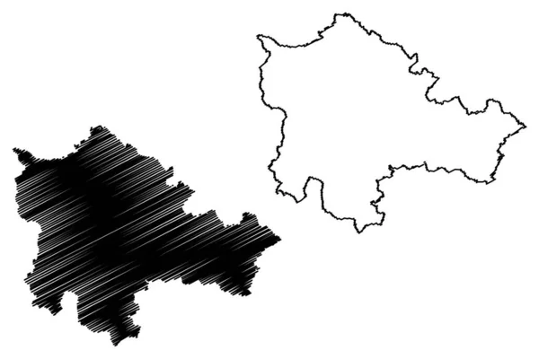 Freudenstadt District 공화국 Baden Wurttemberg State Map Vector Illustration Scribble — 스톡 벡터