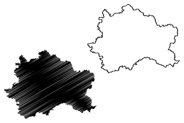 Landkreis Fürstenfeldbruck Bundesrepublik Deutschland Landkreis Oberbayern Freistaat Bayern Kartenvektorillustration Kritzelskizze — Stockvektor